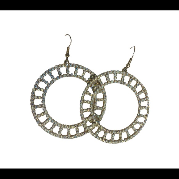 NEW, Anthropologie, Shiny, Geometric Design Dangle, Hoop Earrings - Picture 5 of 12